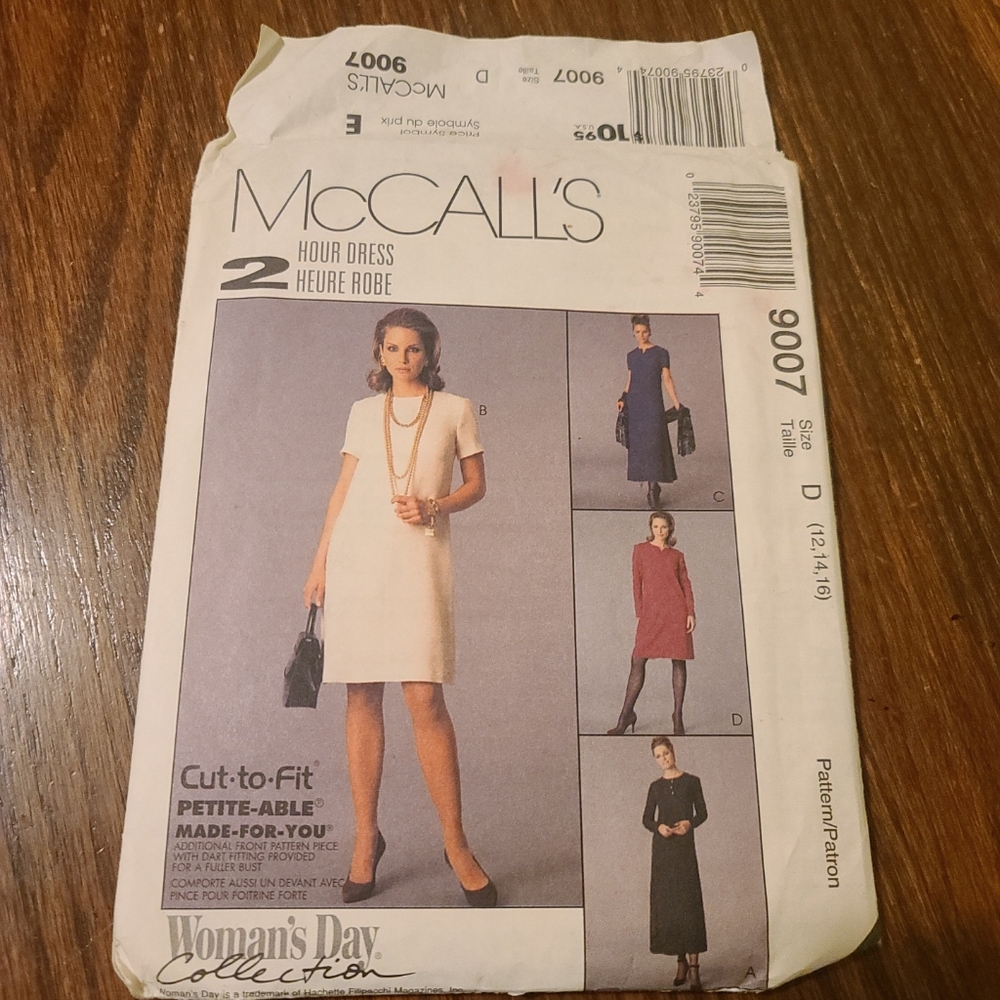 McCalls Sewing Pattern Size D